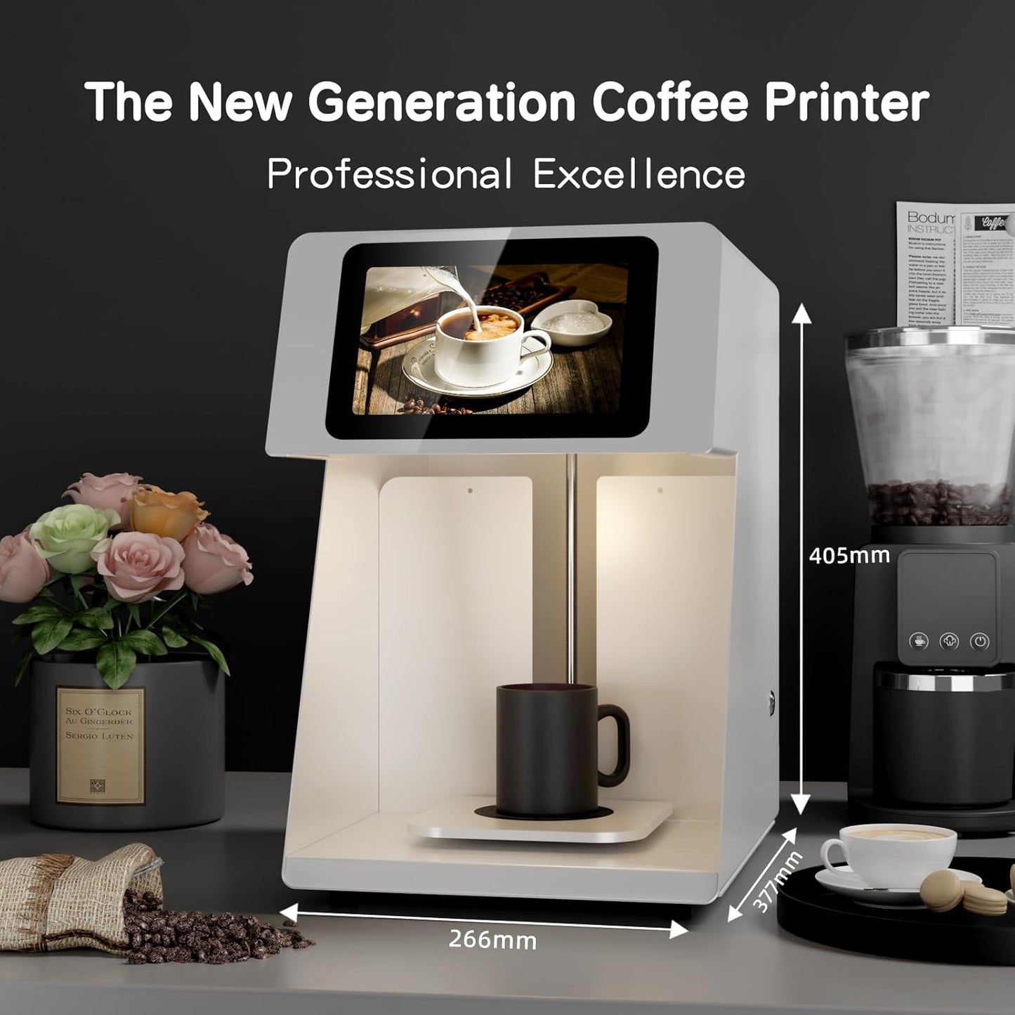 Coffee Latte Art Machine - 5-Second Custom Coffee Printer for Lattes, Breads & Cookies | Boost Drink Interest & Social Media Buzz | Perfect for Cafés, Bakeries & Home Use | 600DPI Resolution