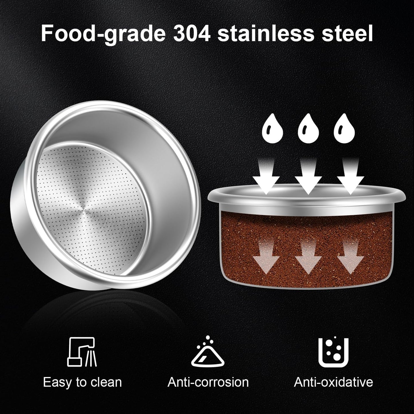 54mm Portafilter Basket Two Cup-Single Wall Filter Basket Stainless Steel Coffee Portafilter Basket Espresso Filter Basket