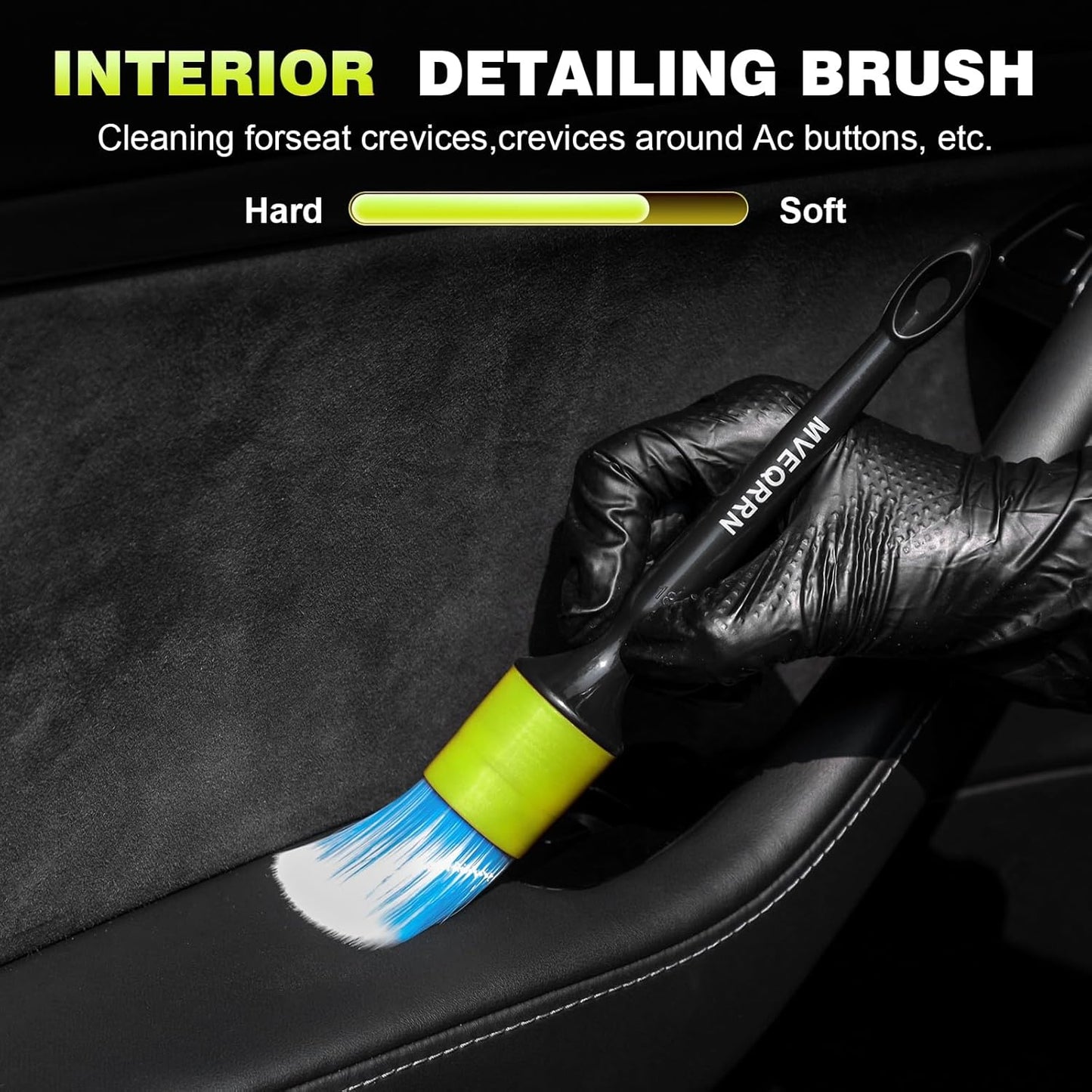 10PCS Car Detailing Brush Set,Boars Hair Car Cleaning Detail Brush kit,Ultra Soft No Scratch Car Dust Brush,Car Interior Detailing Brushes Kit,Detail Brushes Car Detailing for Interior Exterior(green)