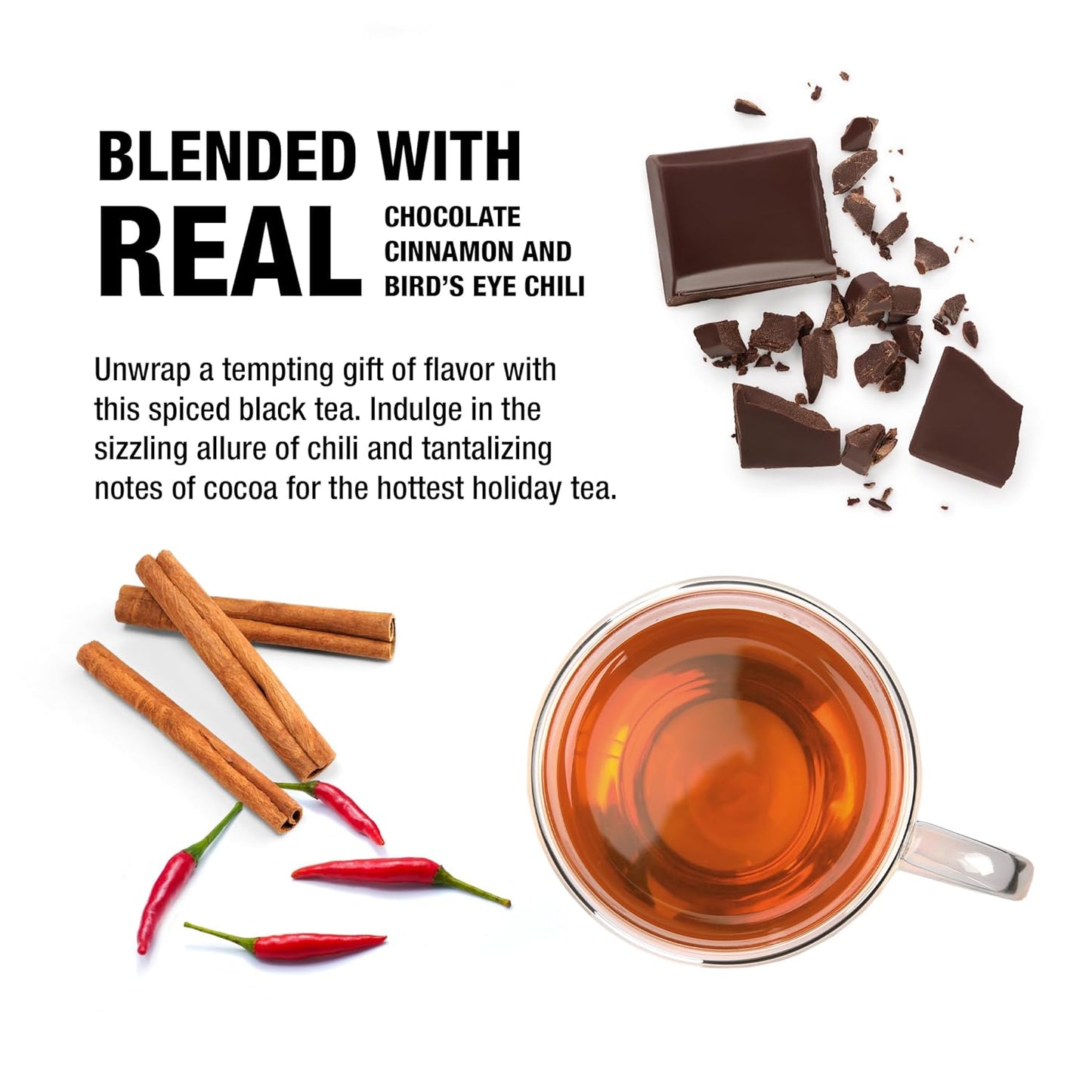 Tiesta Tea - Sexy Hot Christmas Tea, Loose Leaf, Cocoa Chili Black, Premium High Caffeinated Blend, Spicy Black, Make Hot or Iced, Brews Up to 25 Cups, 2 Ounce Resealable Bulk Pouch