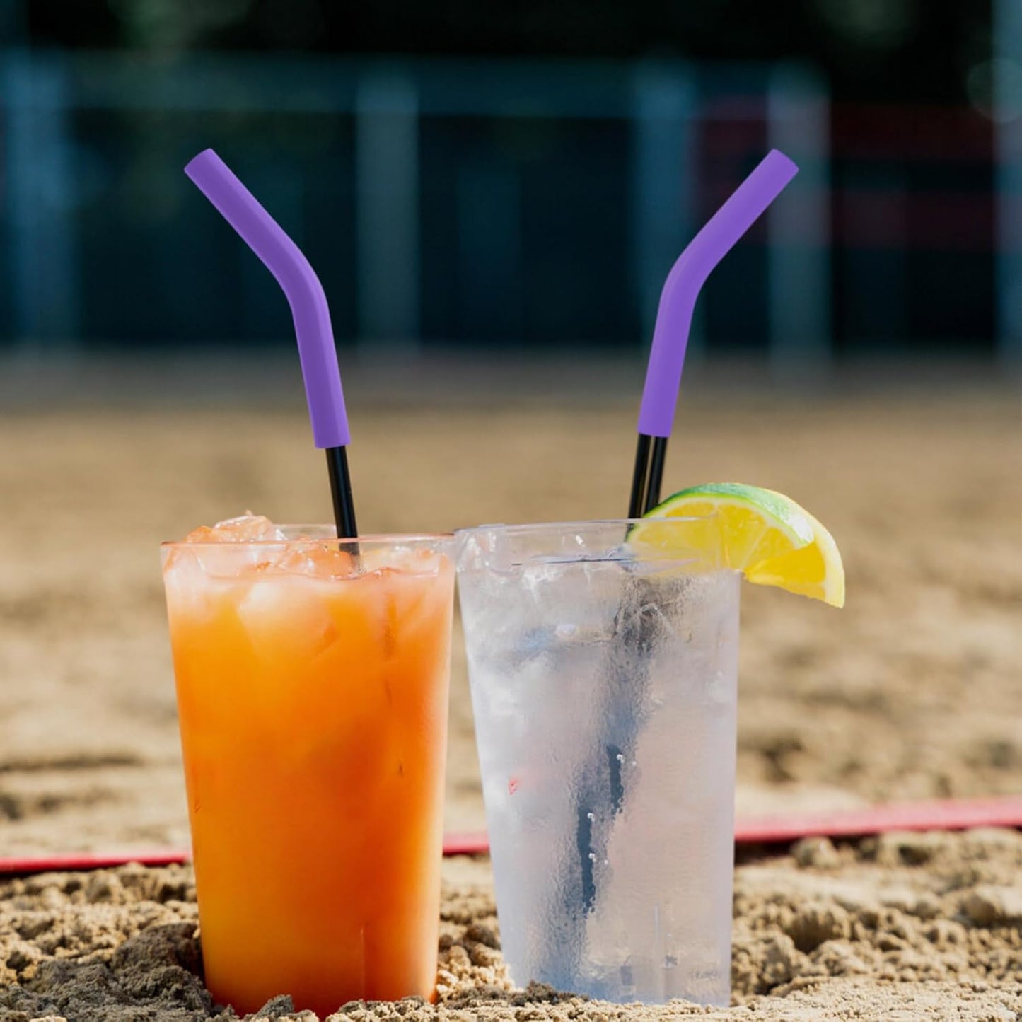 6pcs Food-Grade Silicone Straw Tips, Reusable Metal Straw Elbows Tips, Temperature Resistant Rubber Straw Covers Replacement Tip for 5/16" Stainless Steel Straws - Dark Purple