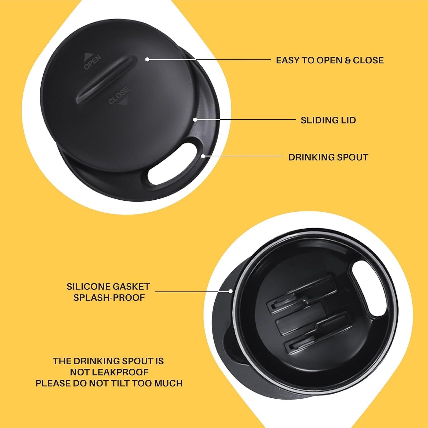 Ideus 16 oz Insulated Coffee Mug with Handle and Lid, Double Wall Stainless Steel Vacuum Thermal Coffee Mug, Travel Coffee Cup Thermal Cup for Home and Office, Leopard Yellow