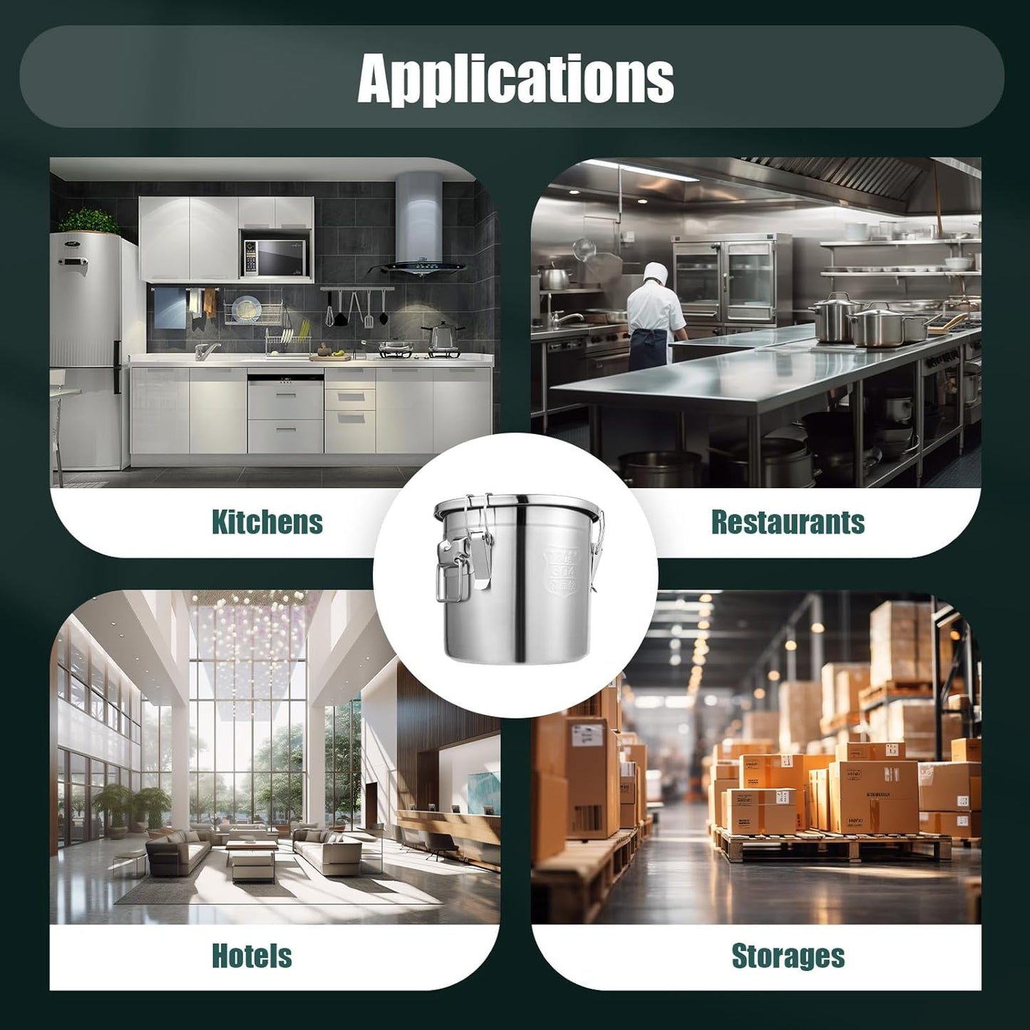 405 OZ Stainless Steel Canister Rice Cereal Grain Storage Containers with Lid Airtight Coffee Bean Storage Milk Flour Sugar Food Storage for Home Bar Restaurant (12L/405 OZ)