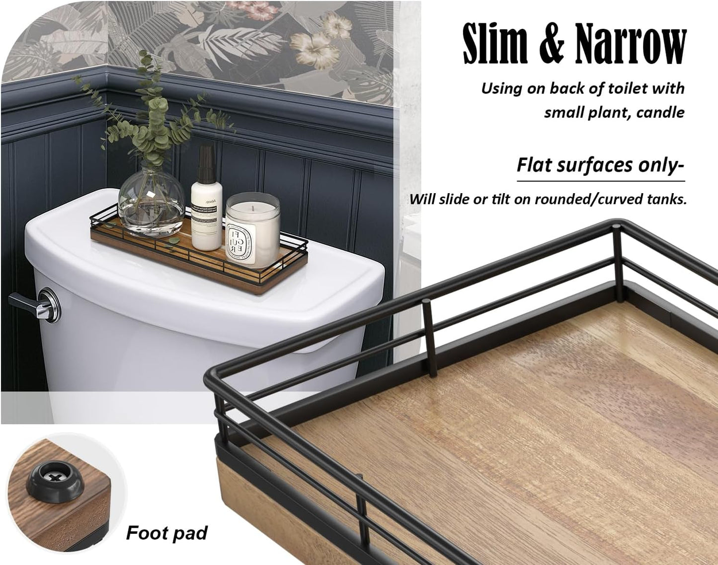 Acacia Wood Bathroom Vanity Tray, 11" L Small Countertop Tray for Dresser, Table, Kitchen Counter, Coffee Bar