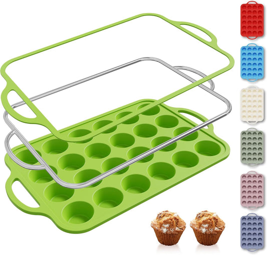 24 Cups Silicone Muffin Pan with Metal Reinforced Frame Cupcake Tray Egg Mold Great Grandma Christmas Xmas Birthday Mother Gifts Ideas Grandmother Gigi Granny Nana Glamma Mawmaw Yaya AAbuelita Mamaw