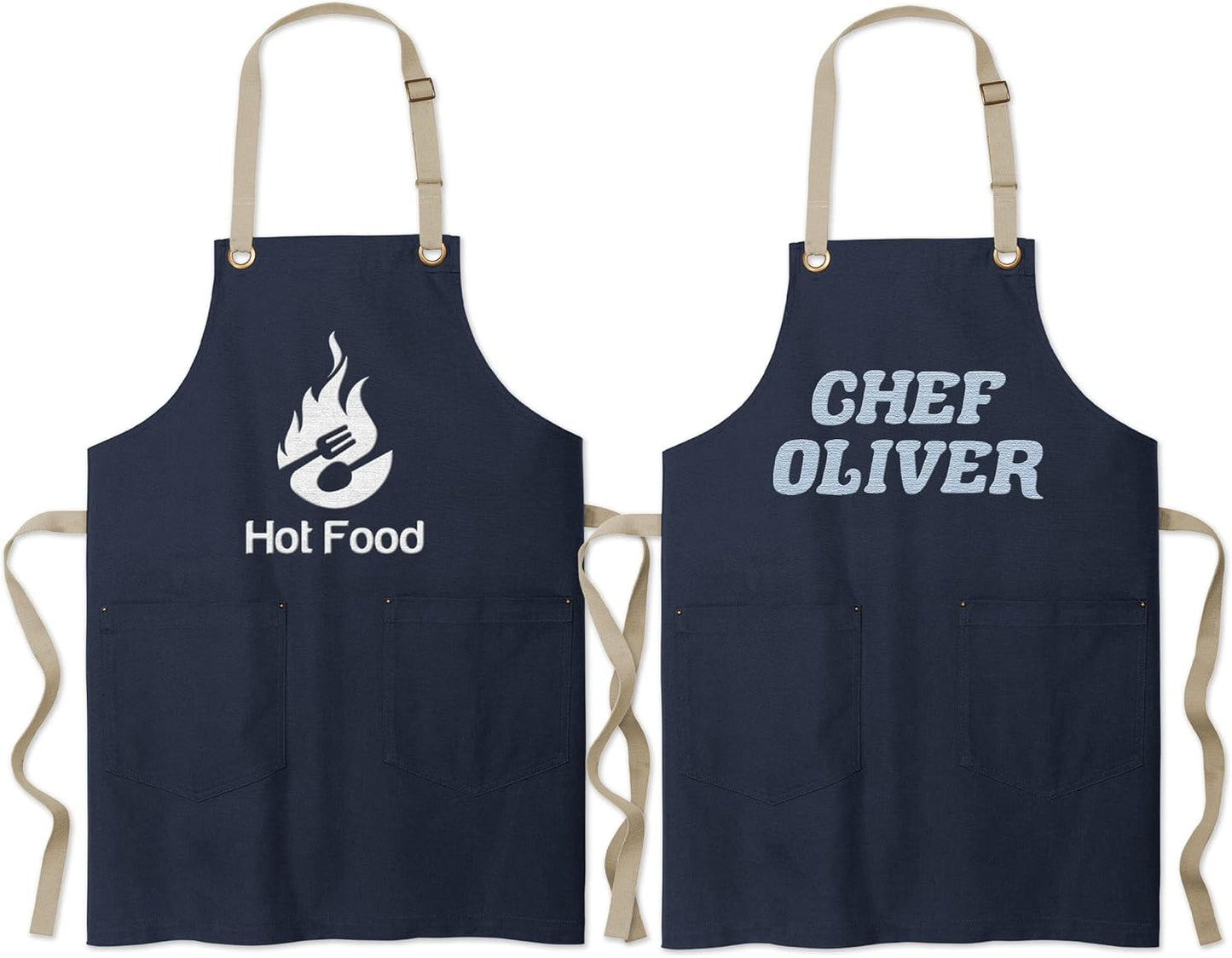 TEEAMORE Custom Embroidered Kitchen Apron Add Your Name Logo Design Cooking Baking Kitchen Chef Apron Gifts