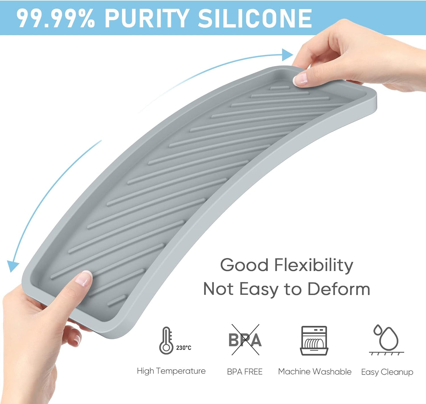 EG-SIPRO Kitchen Sink Organizer Tray,Sponge Holder for Kitchen Sink Bathroom Counter Tray Sponge Caddy Silicone Soap Holder for Soap dispenser, Bottle, Dishwashing Accessories(2-pack)