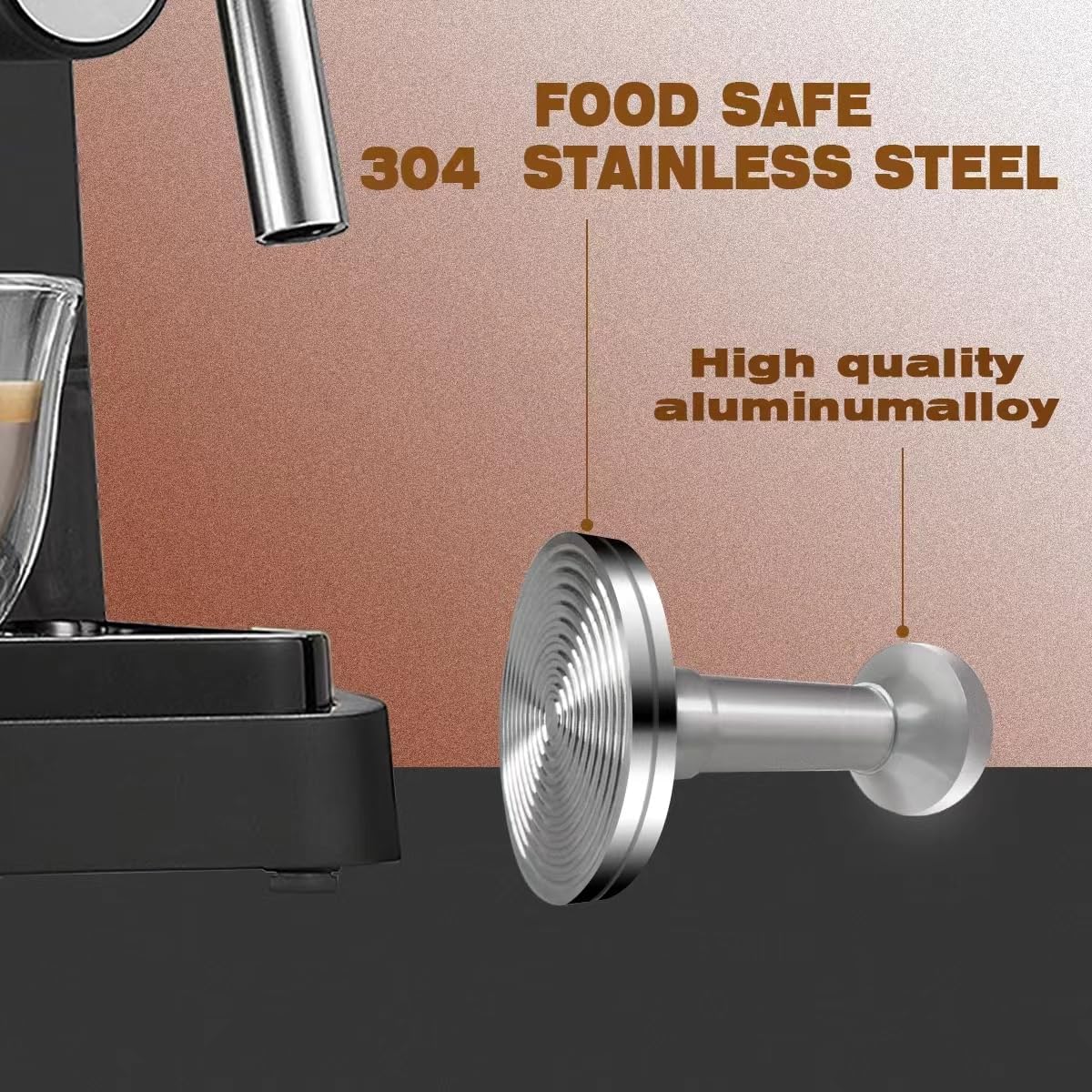 53.3mm Espresso Tamper - Premium Barista Coffee Tamper with Aluminum Handle and Stainless Steel Base, Compatible with Breville Barista Express 54mm Portafilter Basket (Gun Metal)