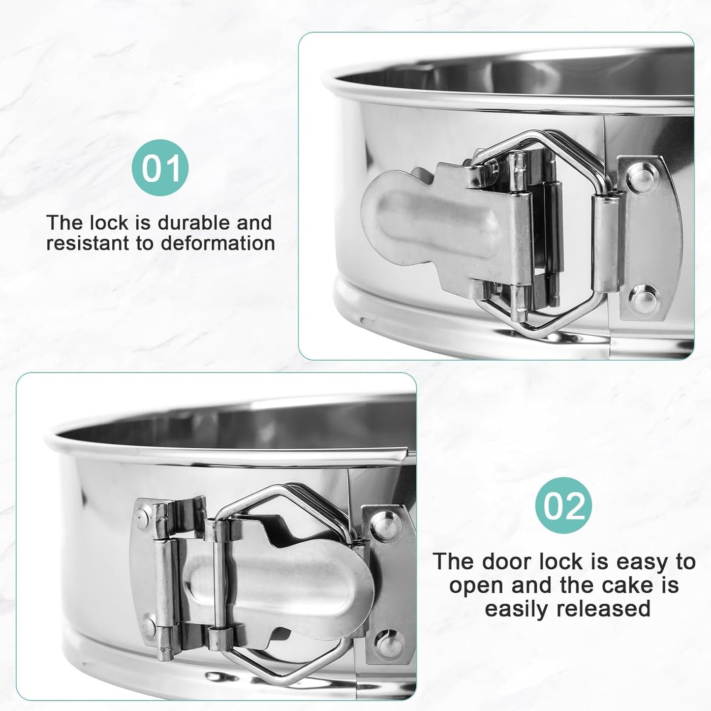 10-inch Stainless Steel Springform Pan with Silicone Protector, Removable Bottom, Parchment Paper, Decorating Kit Piping Bags and Tips- Great for Birthday Parties