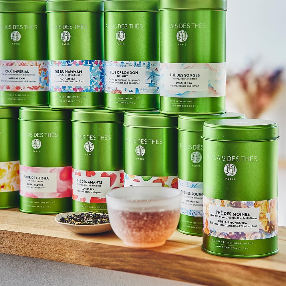 Palais des Thés - Geisha Flower - Green Tea & Cherry Blossom- 3.5oz Loose Leaf Metal Gift Tin, Serves 20-25 Cups