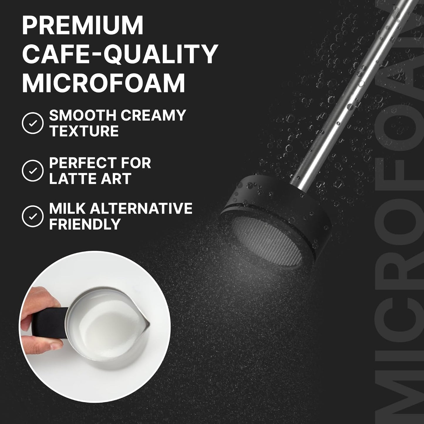 Subminimal NanoFoamer Lithium Performance Milk Foamer | USB-C Rechargeable, IP4 Waterproof, Dual-Speed, Stainless Steel | Premium Microfoamed Milk in 30 Seconds, Barista-Style Coffee Drinks at Home