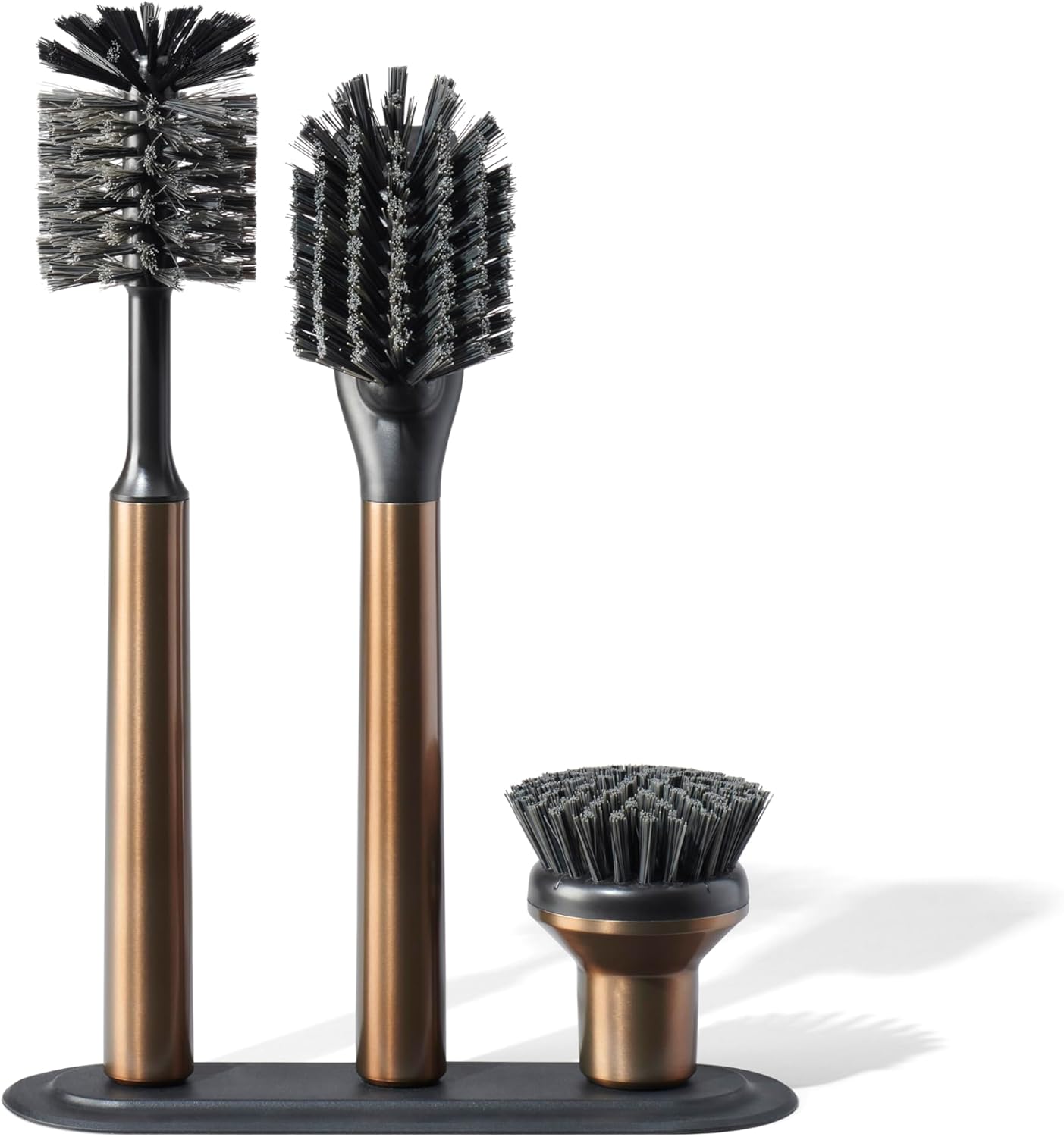 Ionic Brush Set, Magnetized to Stand Upright, Stainless Steel with Replaceable Heads, Bronze