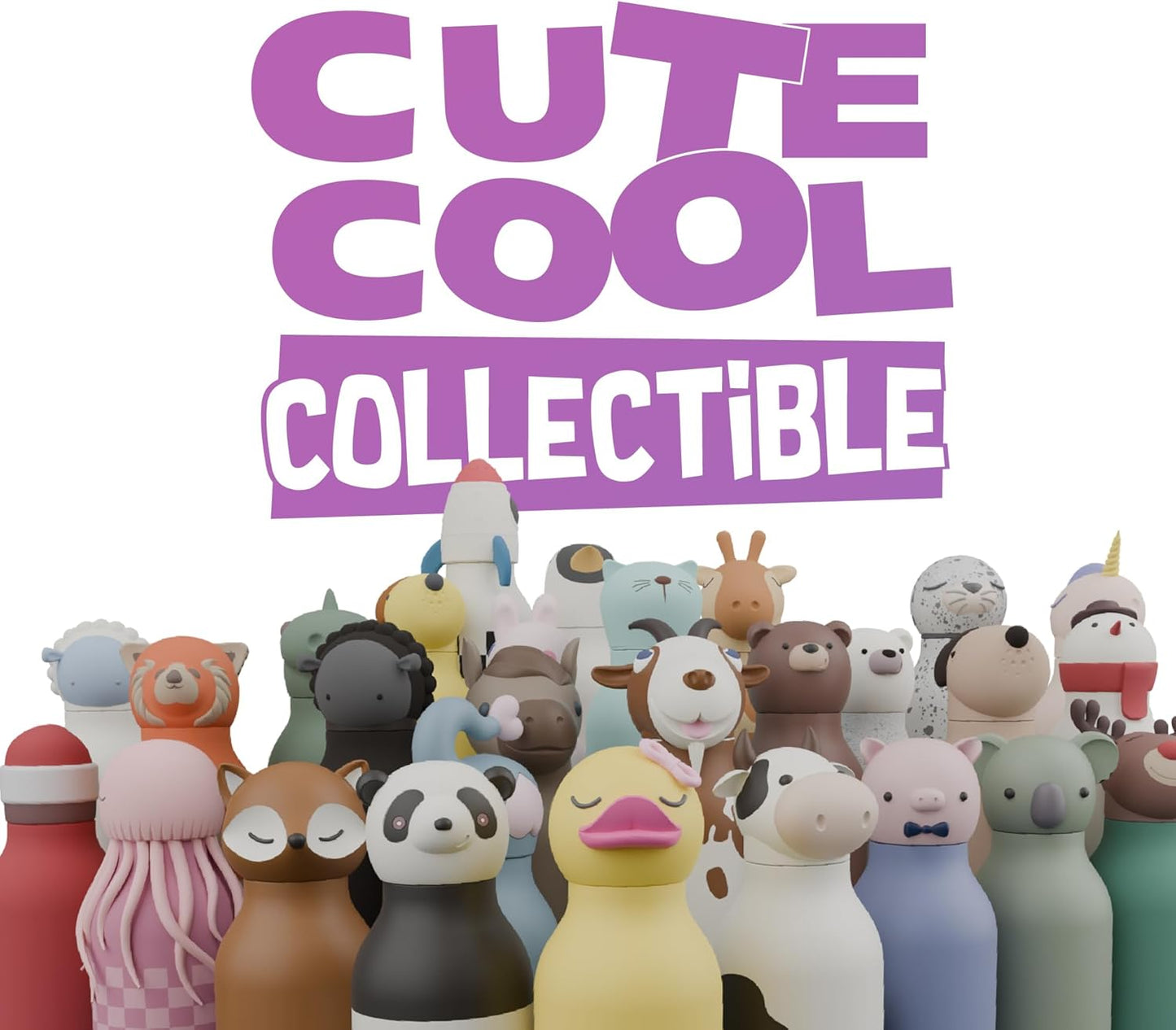 asobu Bestie Bottle Insulated Stainless Steel Water Bottle with Detachable Soft Animal Head Fun Drinking For Kids and Teens with Flexible Reusable Straw 16 Ounce