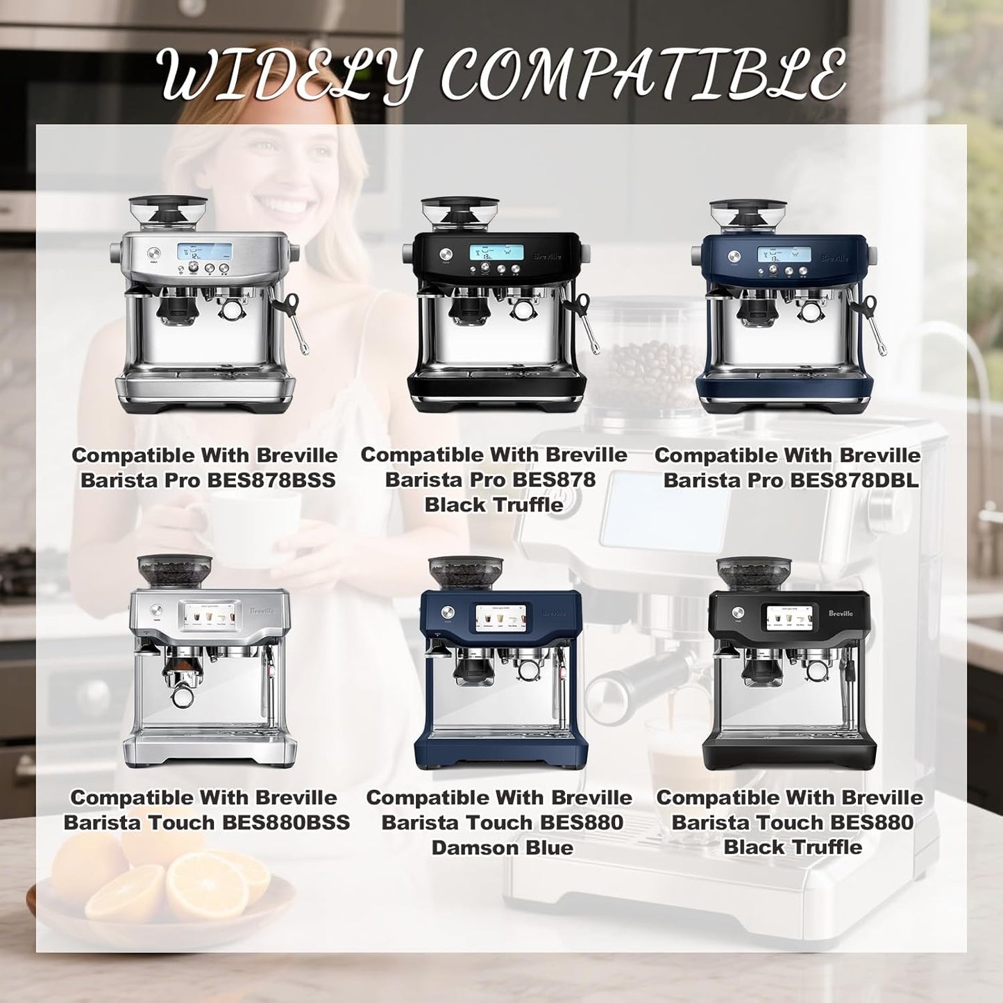 4 Pack Replacement Water Filter for Breville Espresso Machine Barista Touch Bes880, Oracle Touch BES990, Barista Pro BES878, Oracle BES980, Dual Boiler BES920 Bambino ClaroSwiss Sage (4)