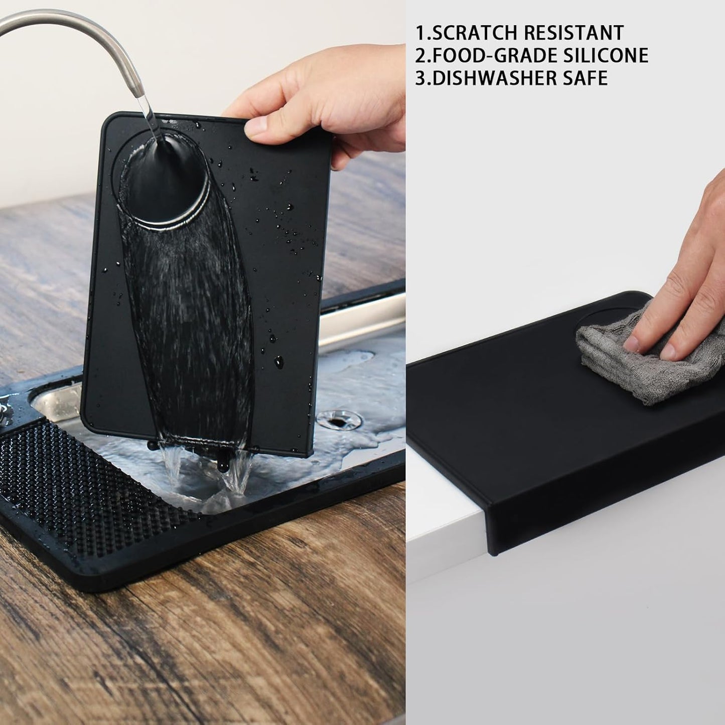 Espresso Tamping Mat, Silicone Coffee Tamper Mat with Corner Edge Tamp Support Station for Countertop, Barista Tools, Espresso Accessories, Black