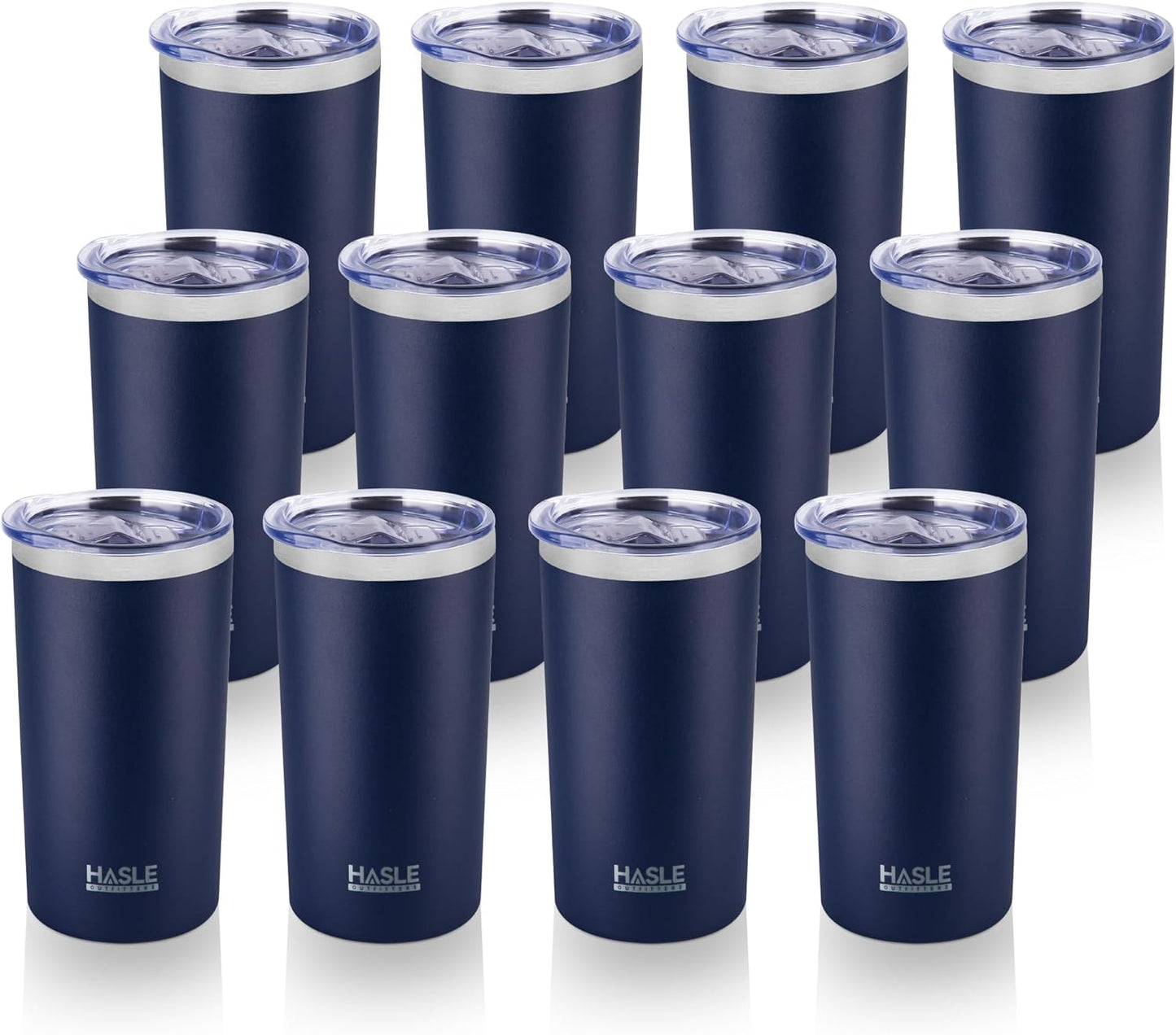 HASLE OUTFITTERS 12 oz Skinny Tumbler, Stainless Steel Insulated Slim Tumbler set bulk with Lid, Reusable Double Wall Travel Coffee Mug, Durable Powder Coated Travel Water Cup(Navy,12)