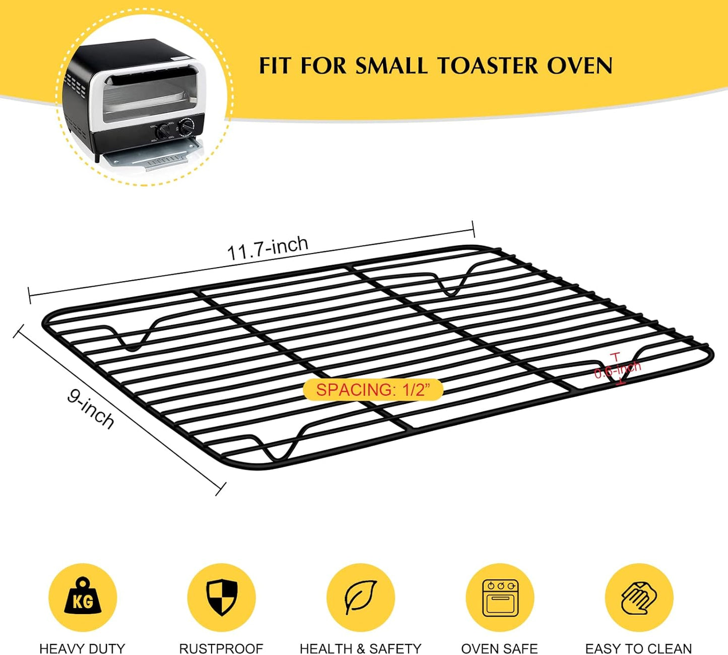 Cooling Baking Rack Set of 2, E-far 11.7” x 9” Non-stick Wire Racks for Oven Cooking Roasting Grilling Cookie Cake Bacon Meat Resting, Non-toxic & Easy to Clean