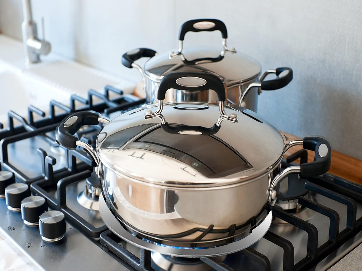 11inch Heat Diffuser Plate, Grouarty Stainless Steel Cooking Induction Adapter Simmer Plate for Electric Gas Glass Cooktop Hob Ring, Induction Cooktop Converter Plate With Handle