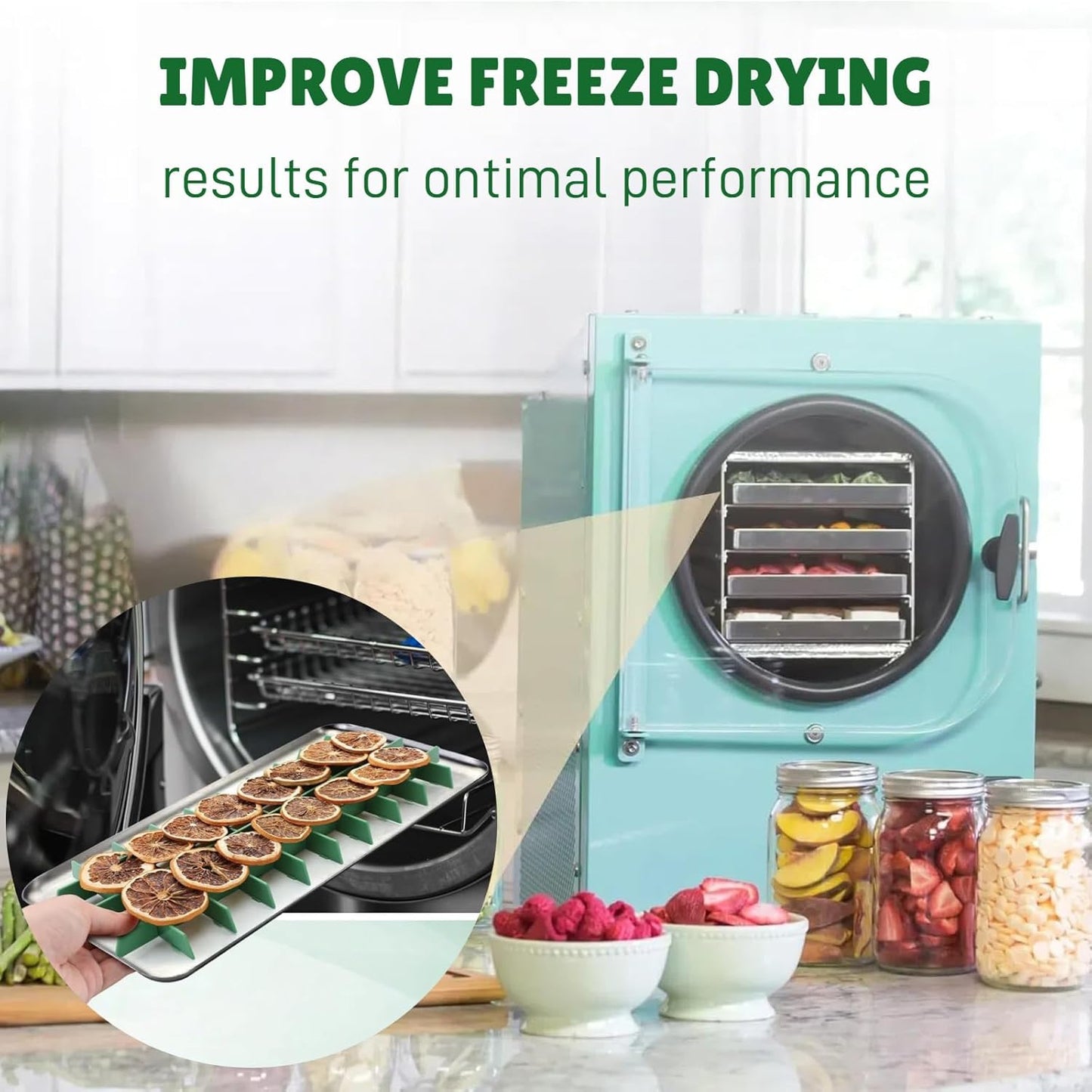 5 Sets Medium Freeze Dryer Tray Dividers Compatible with Harvest Right Trays, Freeze Dried Strawberrie Candy Fruit Dog Cat Treats Tray Dividers, Ideal Accessories for Freeze Dryer Owner(Green)