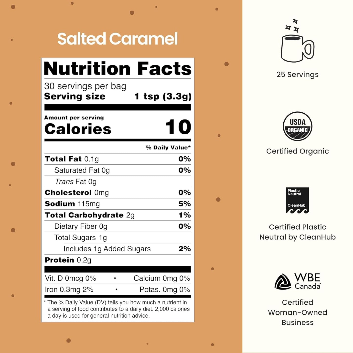 Blume Superfoods Latte - Salted Caramel Powder, Dandelion Root powder, Maca Powder, Pink Himalayan Salt, Low-Sugar, Inflammation support, Organic, Vegan And Keto Friendly - 25 Servings