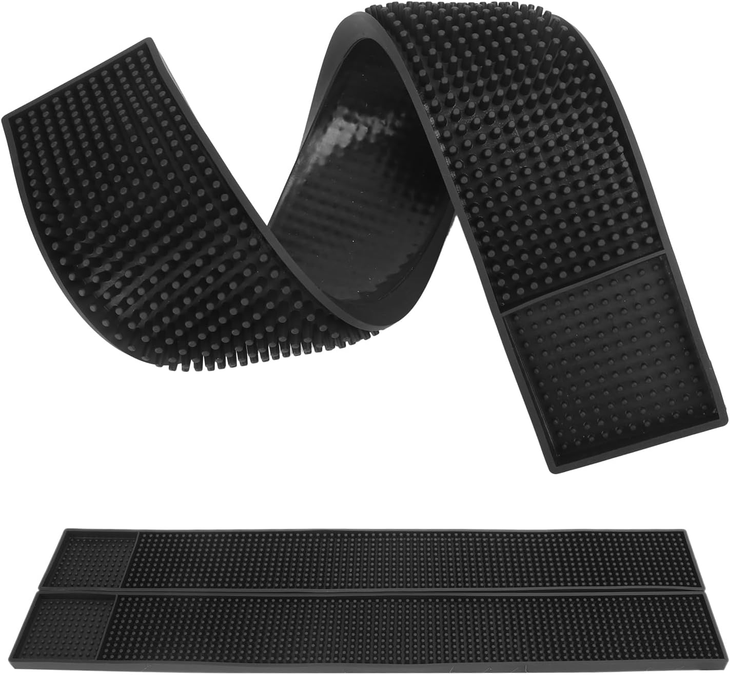 6 Pack Rubber Bar Mats, 24" x 3.15", Black Bar Service Spill Mat for Countertop Bartending, Efficient and Stylish Solution