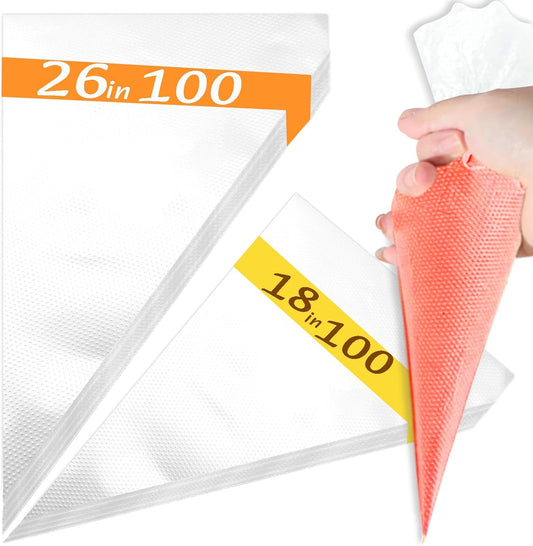 18 Inch Tipless Piping Bags for Royal Icing, 26 Inch Large Piping Bags, Thickened and Non-Slip Piping Icing Bags Disposable