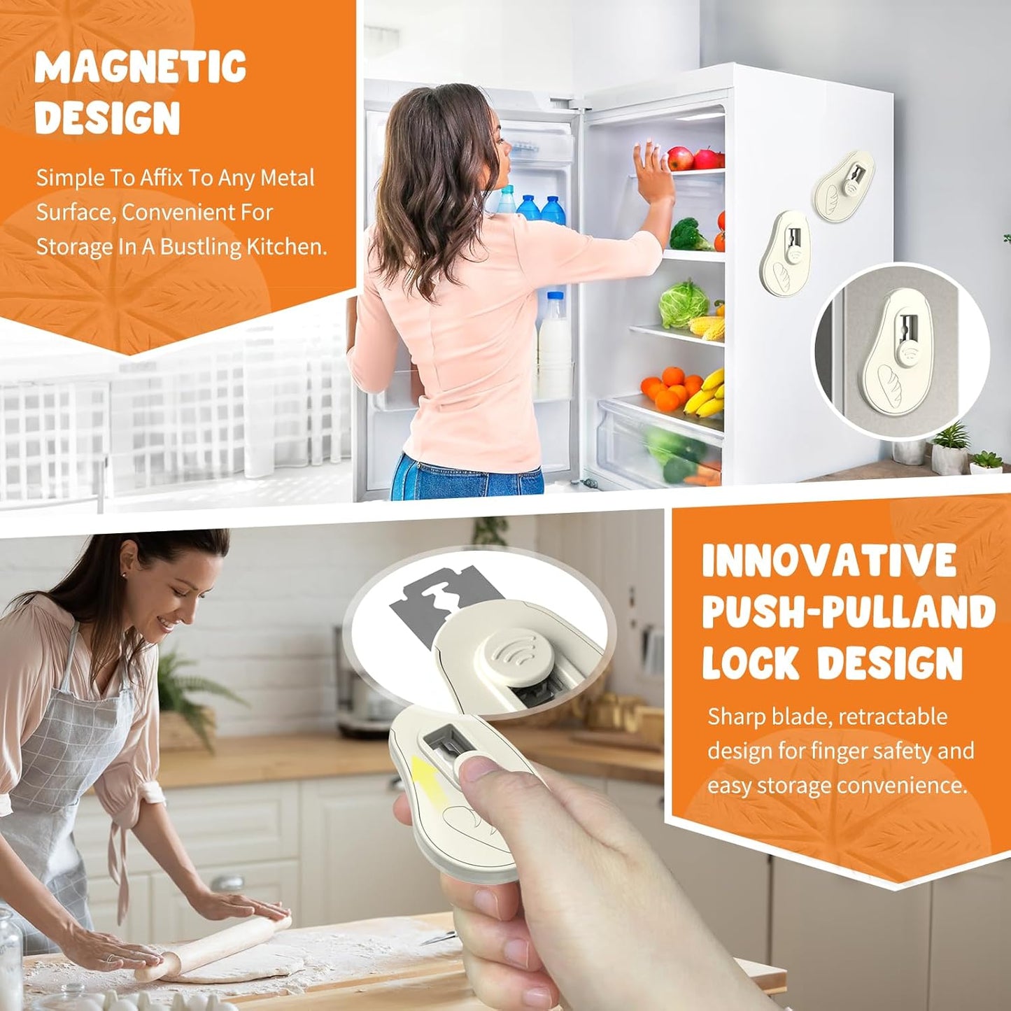 Extractable & Magnetic Bread Lame Dough Scoring Tool - Professional Sourdough Scoring Tool - Sourdough Bread Baking & Bread Scoring Tool - Scoring Patterns booklet & 5 Razor Blades (Cream)