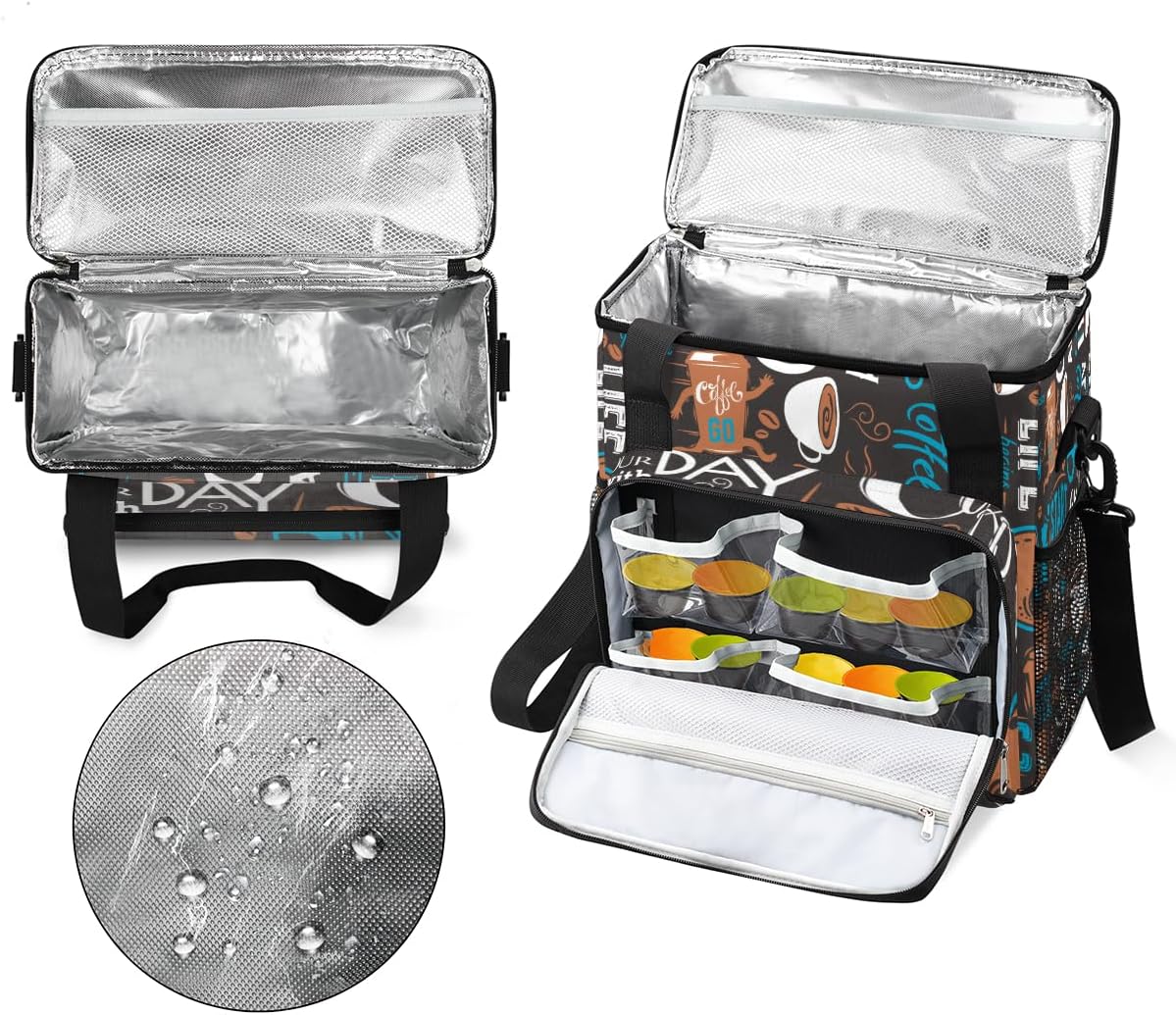 Blue Coffee Cafe Maker Carrying Bag Travel Case Compatible with Keurig K-Mini or K-Mini Plus Portable Single Serve Coffee Brewer Case with Pockets for K-cup Pods