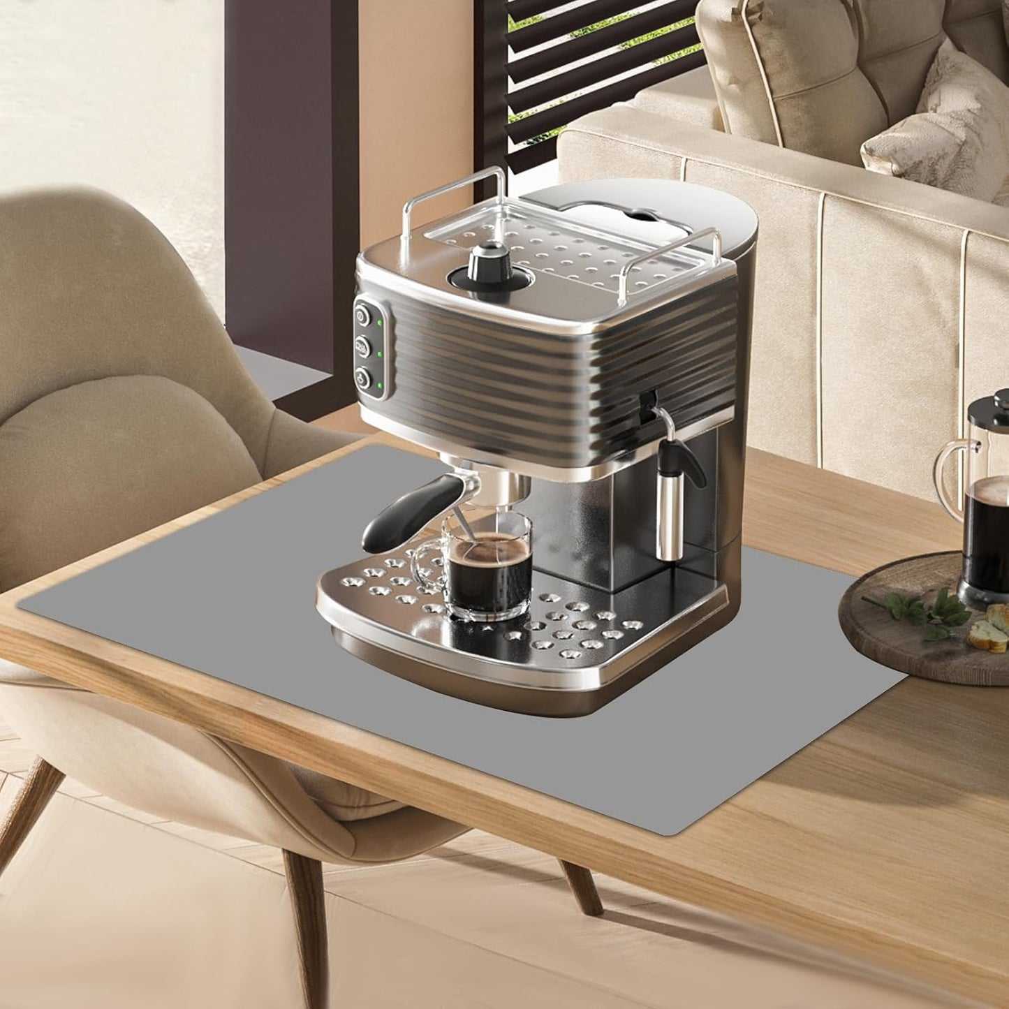 2 Pack 23.62"x15.74"(60cmx40cm) Silicone Kitchen Counter Mats, Heat Resistant Mat, Non-Slip Countertop Protector, Waterproof Nonstick Multipurpose Mat, Light Gray