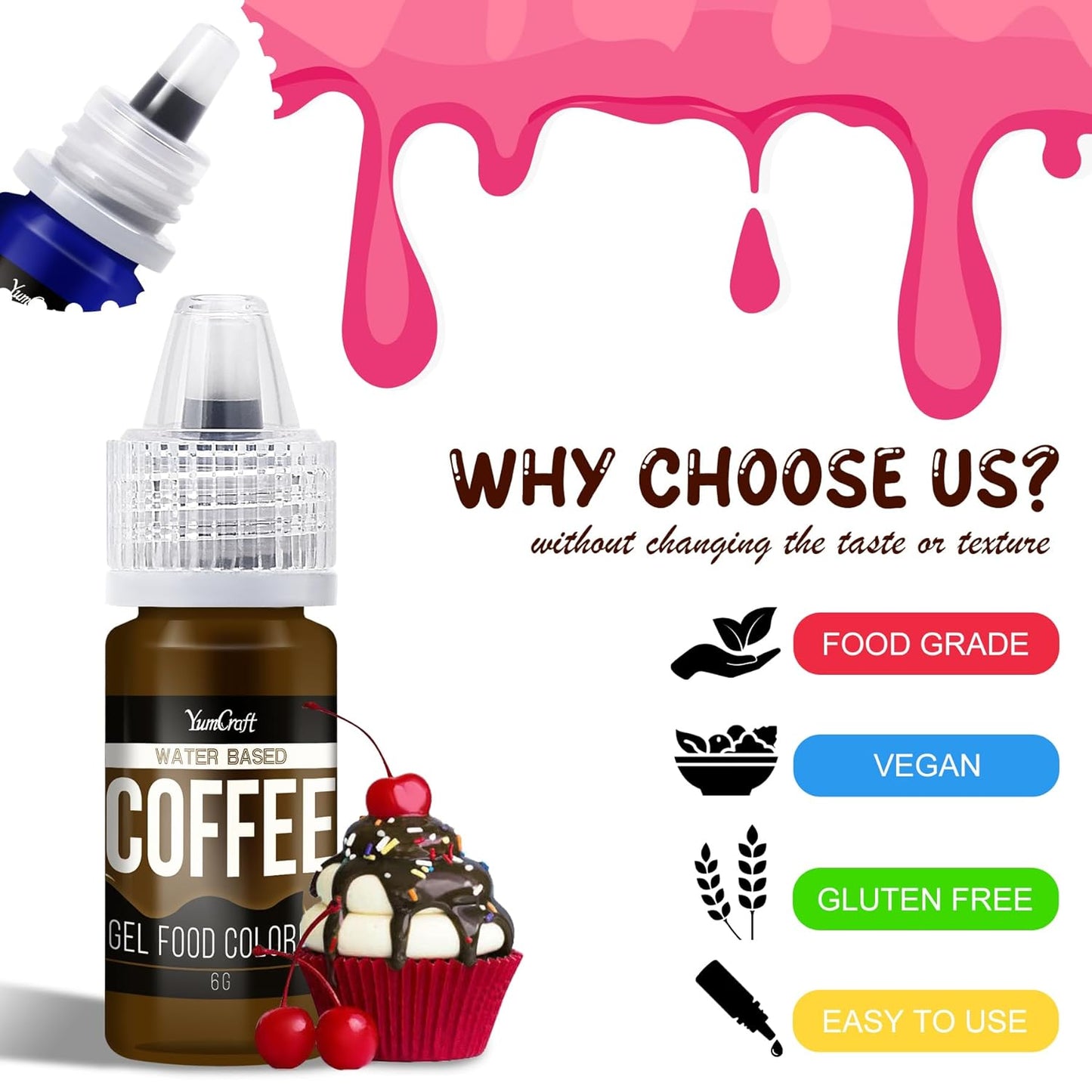 Food Coloring Gel Set - 22Vibrant Color Gel Food Coloring for Cake Decorating, Baking, Easter Egg, Icing - Tasteless Food Color Dye for Fondant, Cooking, Slime, Airbrush - 0.2 Fl. oz (6 ml)/Bottles