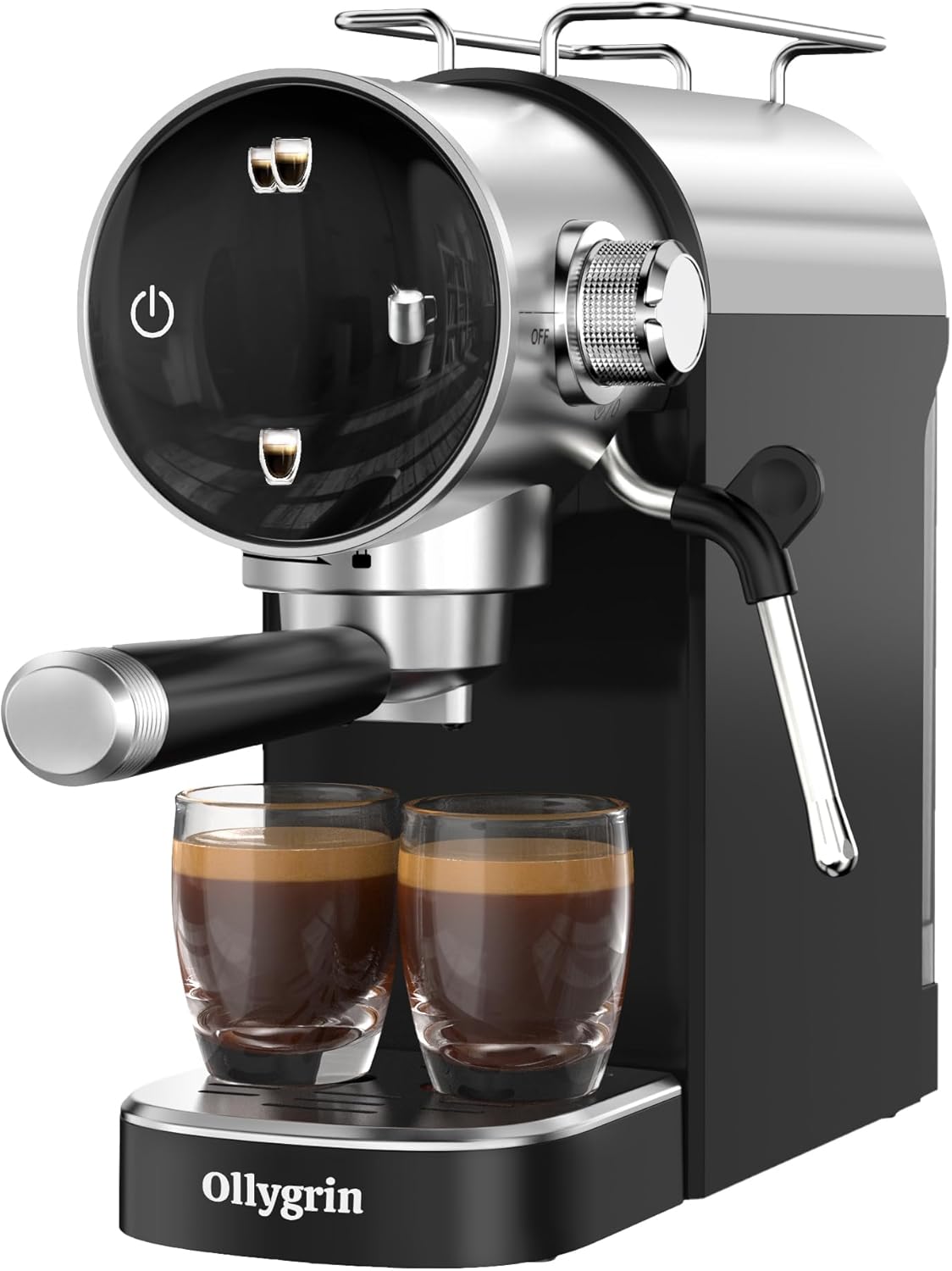 Espresso Machine,20 Bar Semi-Automatic Espresso Maker with Milk Frother,Touch Screen Black Stainless Steel Coffee Machine with 40oz Removable Water Tank,Cappuccino,Latte,Americano for Home