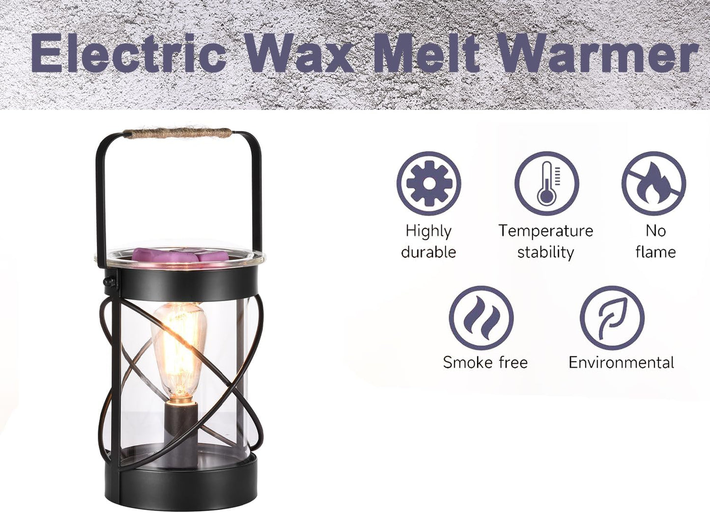 Electric Wax Warmer - Metal Wax Melting for Scented Wax, Edison Light Bulb Candle Wax Burner, for Home Decoration Office Wax Melting Melter, Gift (Retro, Metal Handle)
