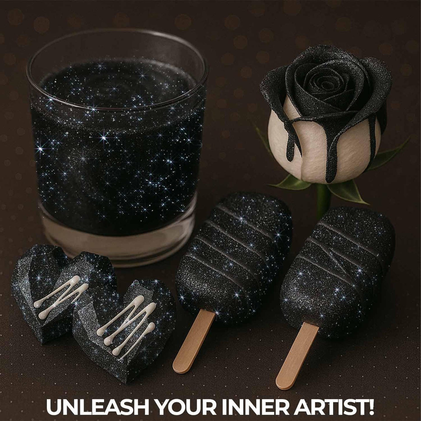 Bulk 20g Black Edible Glitter for Drinks | Premium Edible Glitter for Cakes, Cocktails, Black Cake Decorating Decorations Food Grade, Vegan, Kosher, Halal, Gluten Free - Made in USA