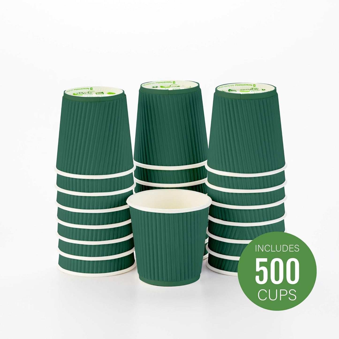 4 oz Forest Green Paper Coffee Cup - Ripple Wall - 2 1/2" x 2 1/2" x 2 1/4" - 500 count box