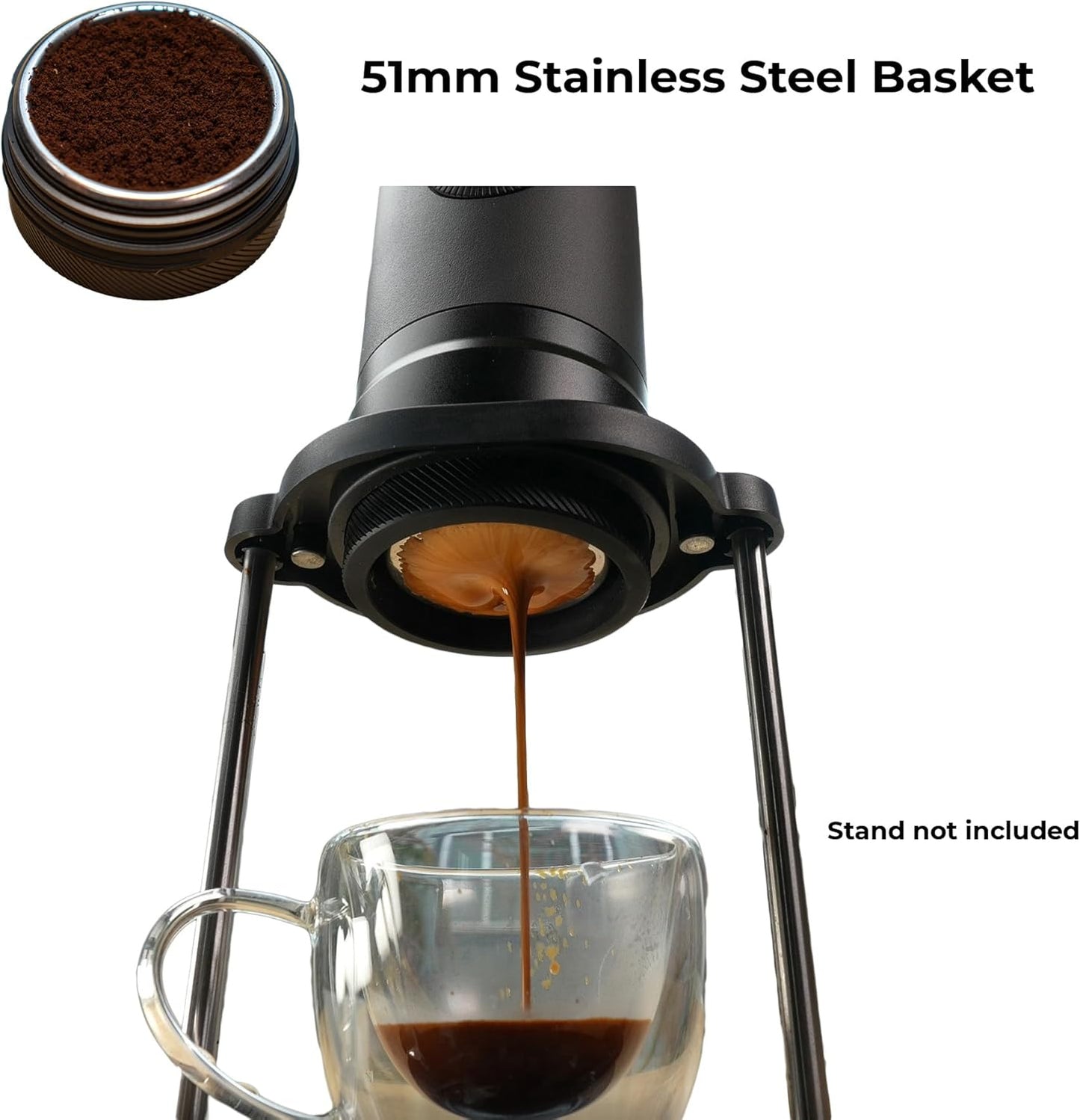 Eon Portable Espresso Machine, Travel Coffee Maker with Self-Heating and USB-C Charging (Grey)