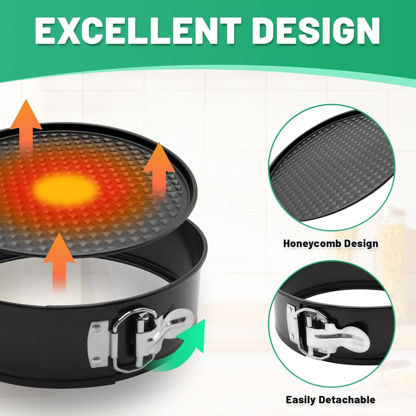 Springform Cake Pan Set,Non-Stick Springform Pans Set of 4 (4, 7, 9,10inches),Leak-Proof Round Cake Pans with Removable Bottom for Baking Cake Pie Pizza and Quiches (BlackX4)