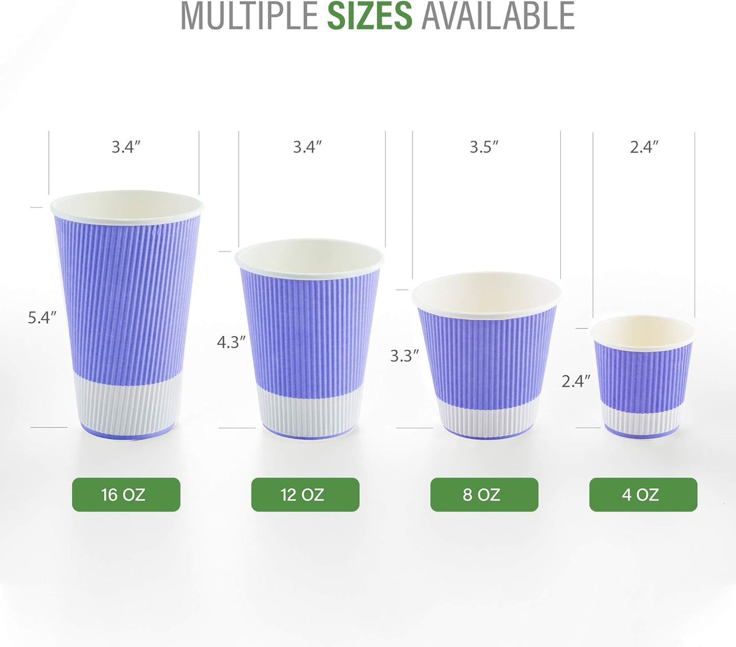 Restaurantware 16 Ounce Double Wall Disposable Coffee Cups, 500 Insulated Light Purple Paper Tumblers with Ripple Wall Design, Lids Sold Separately for Hot Drinks like Tea, Hot Chocolate and More