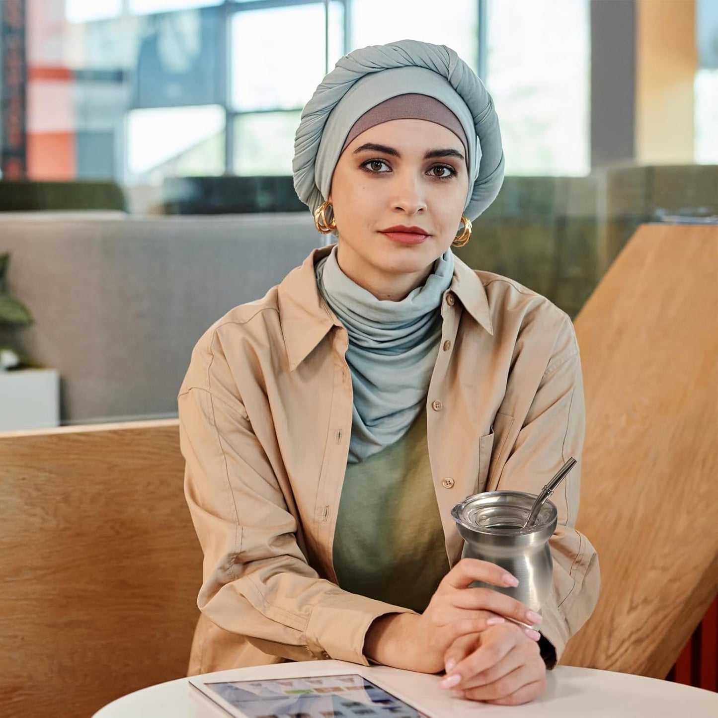 Beruth Bombilla Yerba Mate Gourd, 8oz Stainless Steel Tea Cup Set with Lid, Two Straws and Cleaning Brushes, Double Walled Coffee Mug Heat Insulation Anti Scalding （Bright Silver）