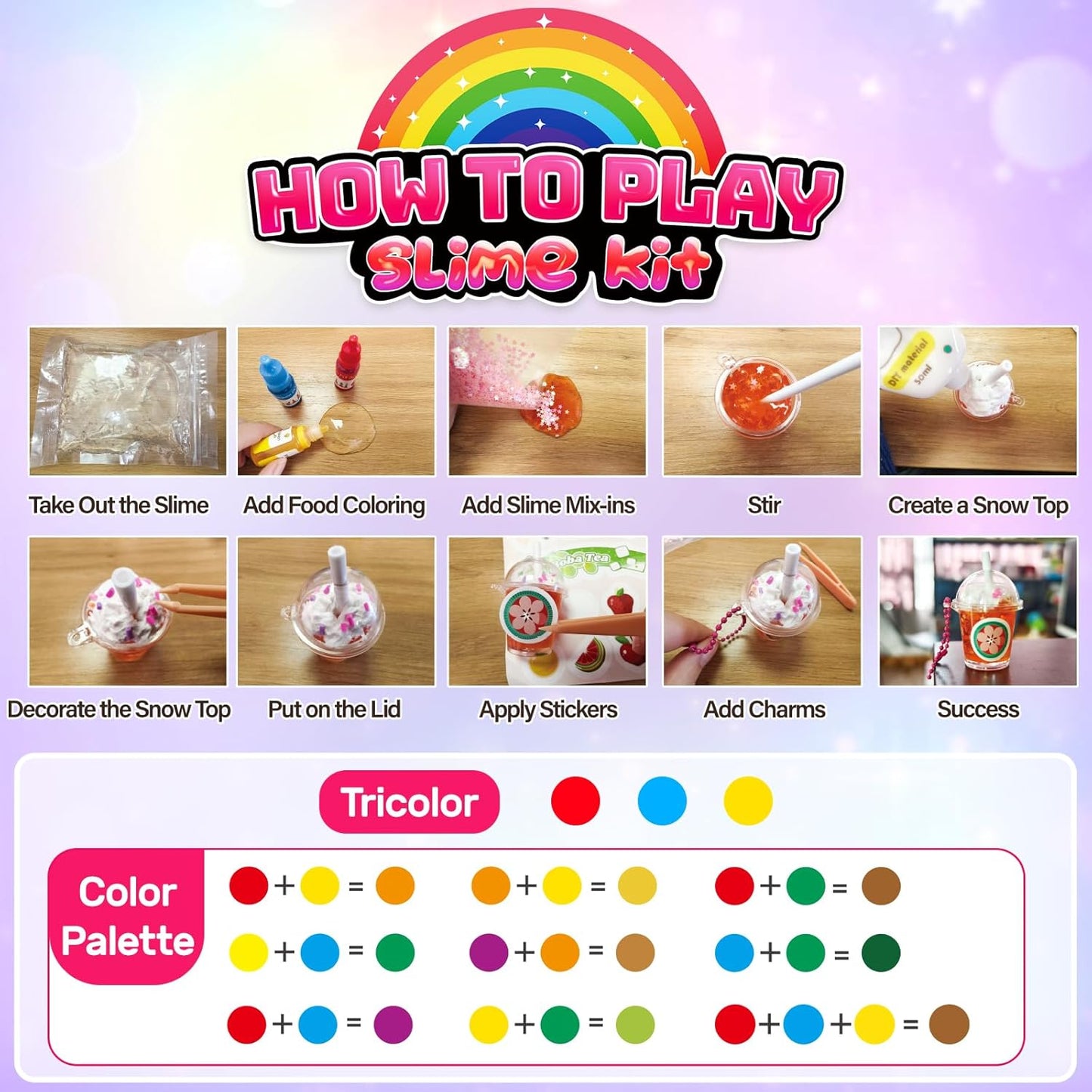 46PCS Slime Boba Tea Making Kit for Girls Ages 8-12, DIY Pretend Play Food Toys, Bubble Tea Cups, Bag, Clear Slime, Add-ins, Making Miniature Food, Party Favors for Kids 6 7 9 10 11