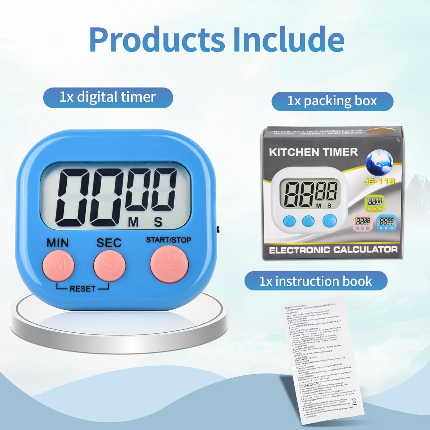24 Pack Digital Kitchen Timer Magnetic Digital Timer with Big Display Loud Ring Cooking Timers for Kitchen Electronic Timer for Cooking, Bathing, Gym, Break Time, Classroom(6 Color)