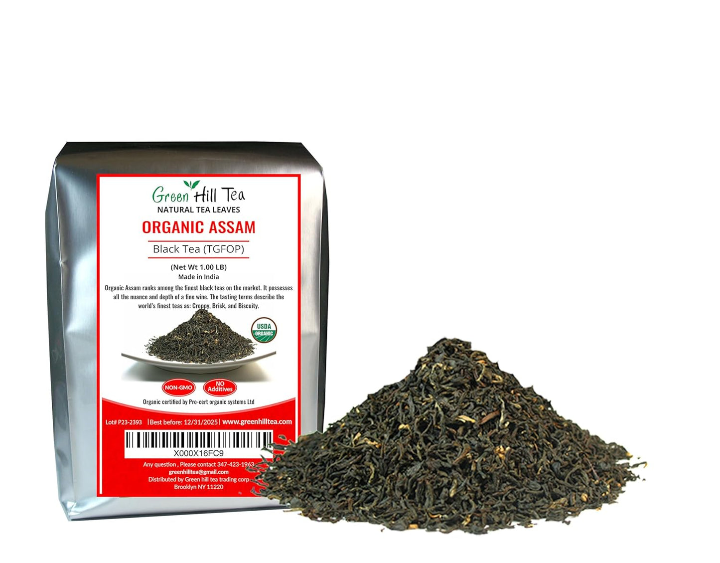 Greenhilltea, Assam TGFOP Black Tea with Tippy Flowery Malty Premium Black Tea Loose Leave Tea 1 LB