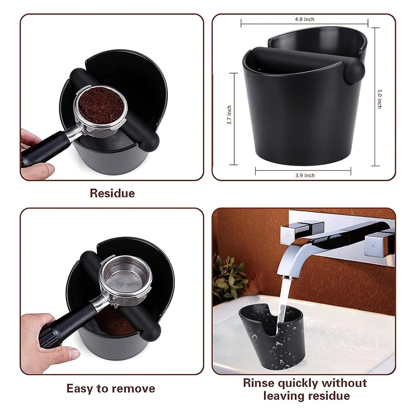 Ailelan Coffee Knock Box, Espresso Dump Bin, Coffee Bin, 4.8 Inch Espresso Knock Box Shock-Absorbent Durable Barista Style with Removable Knock Bar and Non-Slip Base(Round)