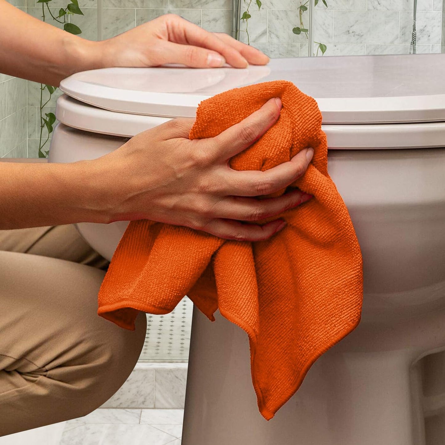 Avalon Towels Microfiber Cleaning Cloths (Value Pack of 36) Size 16" x 16", Highly Absorbent Cleaning Rags, Lint Free Cleaning Towels, Reusable and Washable, Microfiber Towels for Cars (Orange)