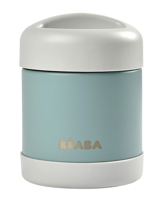 Beaba Stainless Steel Insulated Food Jar 10 oz, Kids Thermos, Lunch Containers, Leakproof, Wide Opening, Suitable for Hot and Cold Foods (Eucalyptus)
