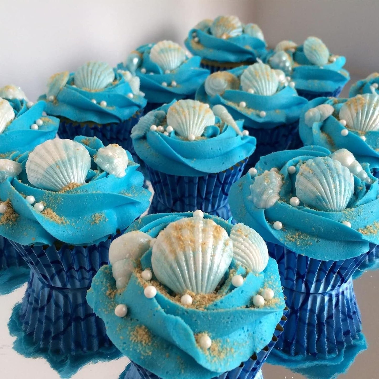 Sakolla Marine Theme Fondant Molds, 4 PCS Seashell Conch Starfish Baking Silicone Molds for Cake Decoration Chocolate Soap Crafting