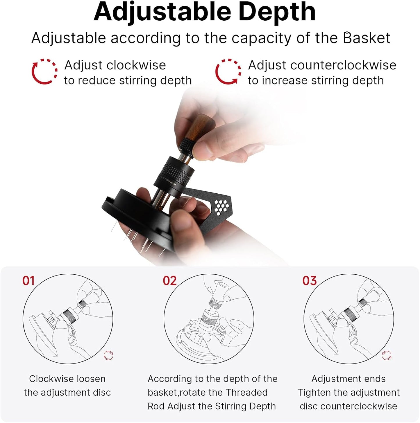 IKAPE Mantis WDT Distribution Tool with Clean Brush, V3-54mm Espresso Stirrer for Barista - 8 Needle Espresso Stirrer with Dosing Funnel & Stand, Adjustable Needle Height, Walnut Handle
