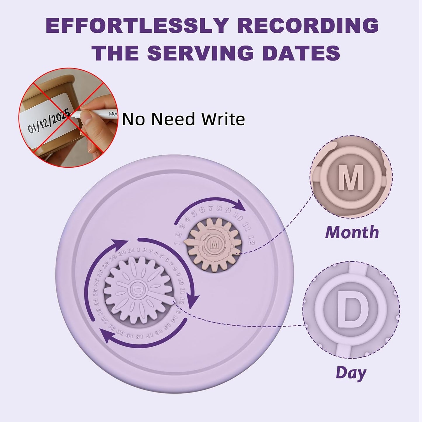 Silicone Baby Food Containers with Date-Tracking Lids, 6-Pack Reusable Snack Containers Food Storage Jars for Infants, Microwave, Dishwasher & Freezer Safe, 3 Sizes