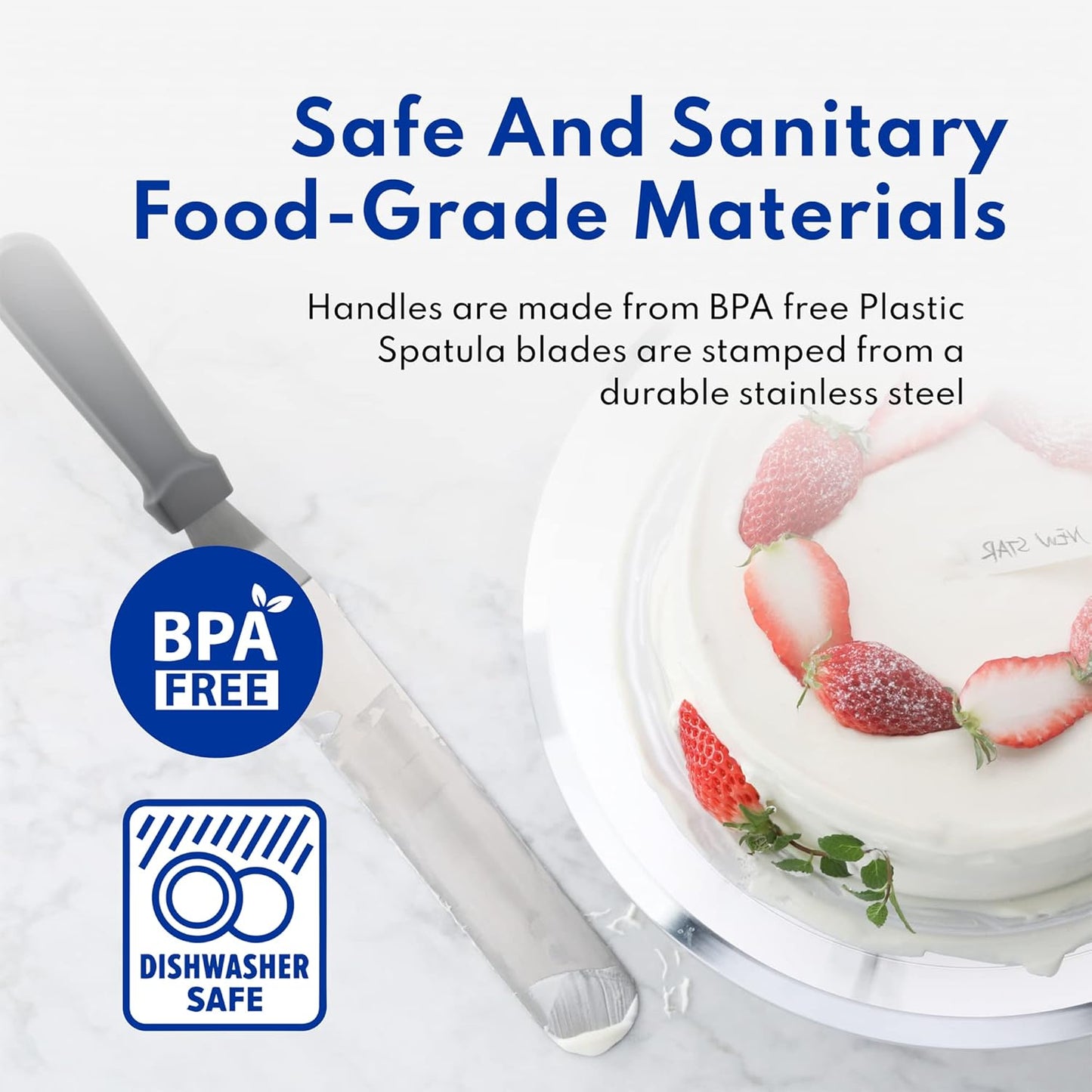 New Star Foodservice 38118 Angled Icing Spatula, 12-Inch Blade, 17-Inch Overall, Silver