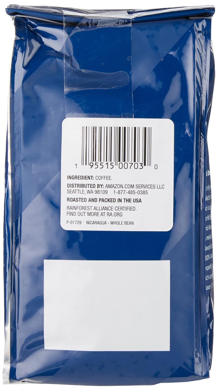 Amazon Fresh, Nicaragua Whole Bean Coffee, Medium Roast, 12 Oz