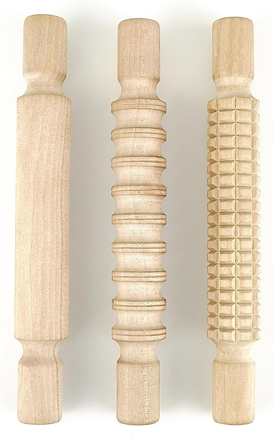 3 pcs 8 Inch Wood Rolling Pin, Great for Children's Play, Arts and Crafts